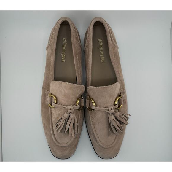 EUC -JEFFREY CAMPBELL Velvit In Taupe Suede Tassel Loafer Shoes‎ - Size 10 - Picture 2 of 9